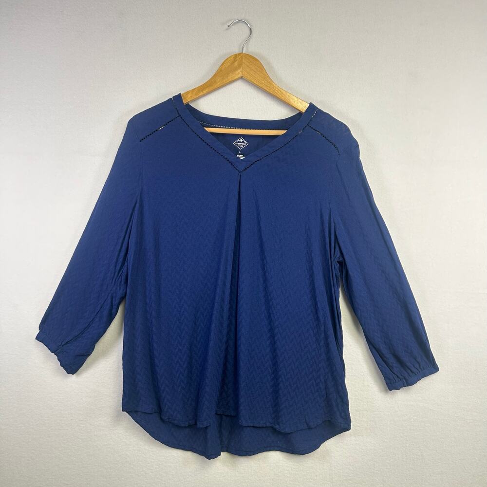 ￼Woman's St John Bay Blue Shirt - Size Large Sailor Chic‎ Casual Chic Peasant